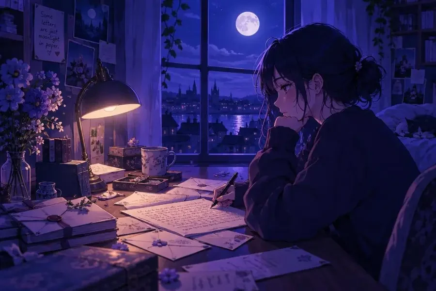 月光来信 专题主视觉插画，给未来的自己写一封信